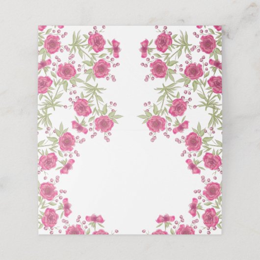 Bright Pink Rose Wedding Platzkarte (Außenseite Aufgefaltet)