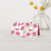 Bright Pink Rose Wedding Platzkarte (Rückseite)