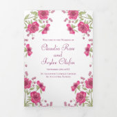Bright Pink Rose Wedding Programs Dreifach-gefaltete Programmkarte (Cover)