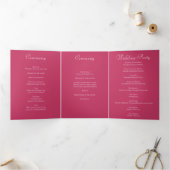 Bright Pink Rose Wedding Programs Dreifach-gefaltete Programmkarte (Innenseite)
