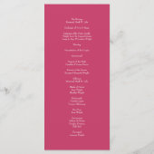Bright Pink Rose Wedding Programs Menükarte (Rückseite)