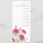 Bright Pink Rose Wedding Programs Menükarte (Vorderseite)