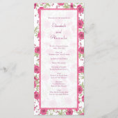 Bright Pink Rose Wedding Programs Menükarte (Vorderseite)