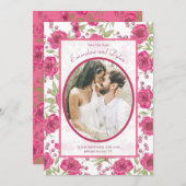 Bright Pink Rose Wedding Save the Date Einladung (Vorne/Hinten)