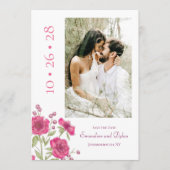 Bright Pink Rose Wedding Save the Date Einladung (Vorderseite)