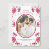 Bright Pink Rose Wedding Save the Date Einladung (Vorderseite)