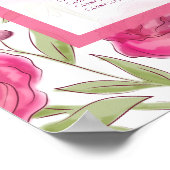 Bright Pink Rose Wedding Seating Chart Poster (Ecke)