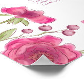 Bright Pink Rose Wedding Seating Chart Poster (Ecke)