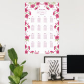 Bright Pink Rose Wedding Seating Chart Poster (Heimbüro)