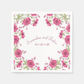 Bright Pink Rose Wedding Serviette (Vorderseite)