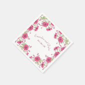 Bright Pink Rose Wedding Serviette (Ecke)