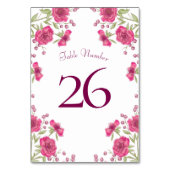 Bright Pink Rose Wedding Tischnummer (Vorderseite)