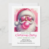 Bright pink santa bubble gum watercolor Xmas Einladung (Vorderseite)