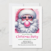 Bright pink santa chewing gum watercolor invite einladung (Vorderseite)