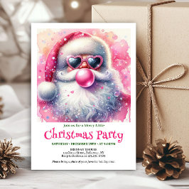 Bright pink santa chewing gum watercolor invite  einladung