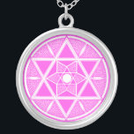 Bright Pink Star von David Versilberte Kette<br><div class="desc">Spaß rosa Star von David Design.</div>