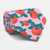 Bright Pink Tomato Pattern Botanical Fashion Krawatte (Gerollt)