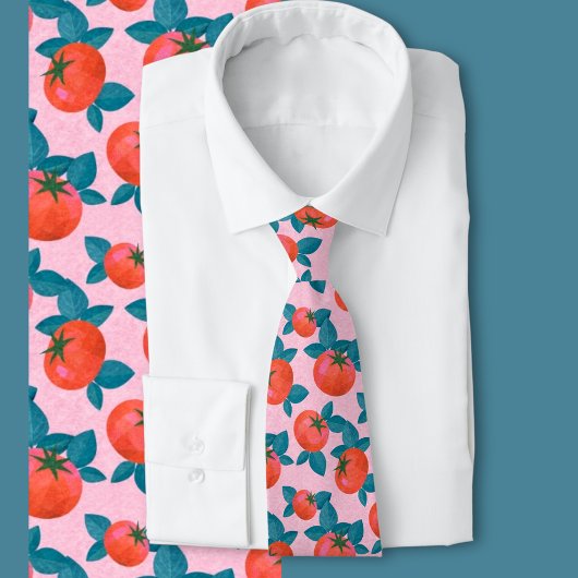 Bright Pink Tomato Pattern Botanical Fashion Krawatte