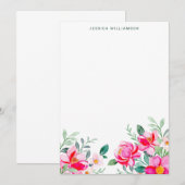 Bright Pink Watercolor Floral Bridal Shower Custom Dankeskarte (Vorne/Hinten)