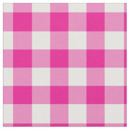 Bright Pink & White Gingham Plaid Stoff