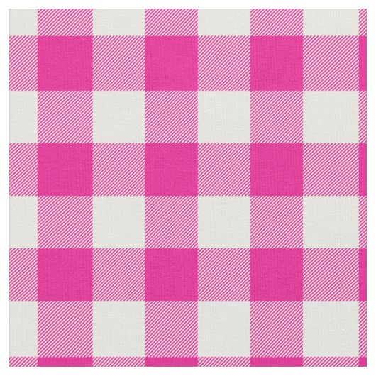 Bright Pink & White Gingham Plaid Stoff (Nahaufnahme)