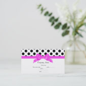 BRIGHT PINK & WHITE POLKA DOT BUSINESS CARD VISITENKARTE (Stehend Vorderseite)