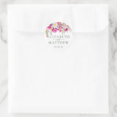 Bright Pink Wildflowers Floral Wedding Names Runder Aufkleber (Tasche)