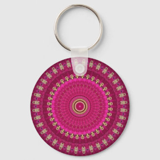 Bright Pink with Yellow Mandala Design Schlüsselanhänger