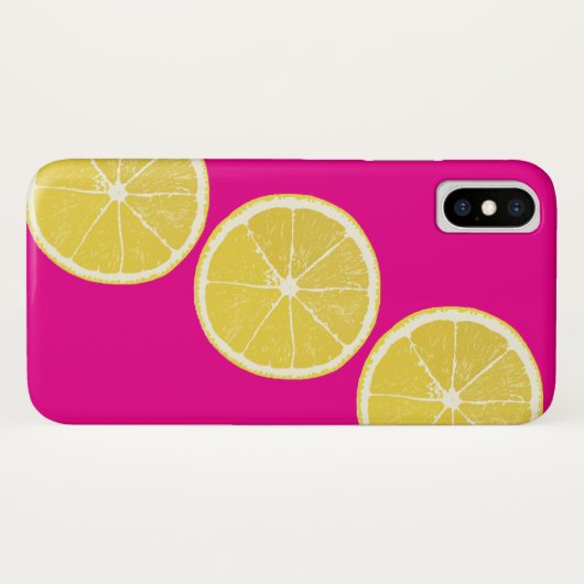 Bright Pink & Yellow Lemon Citrus iPhone/iPad Case (Rückseite (Horizontal))