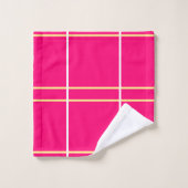 Bright Pink Yellow White Stripes Badhandtuch Set (Waschlappen)
