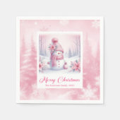 Bright Pinkmas Christmas Scene Napkins Kids Winter Serviette (Vorderseite)