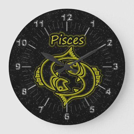 Bright Pisces Große Wanduhr (Vorderseite)