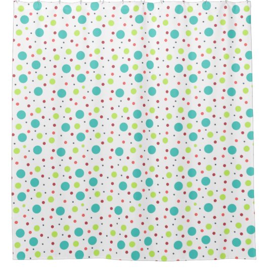Bright Polka Dot Muster Green Blue Rosa Grau Duschvorhang (Vorderseite)