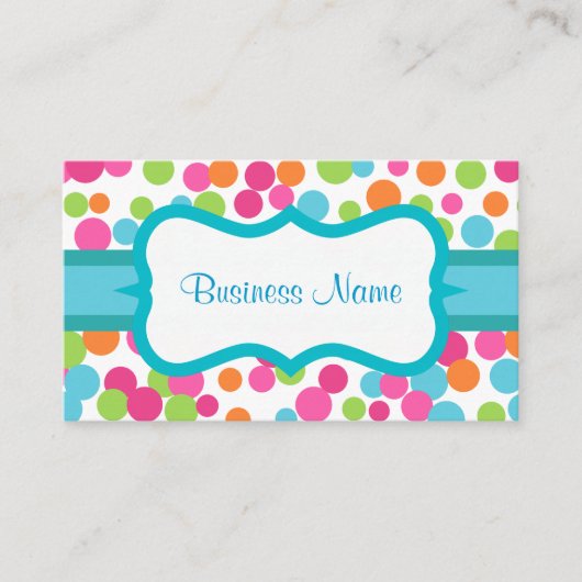 Bright Polka Dots Business Card Visitenkarte (Vorderseite)