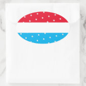 Bright Polka Dotted Red Sky Blue White Stripes Ovaler Aufkleber (Tasche)