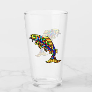 Bright Pop Art Abstract Fish Colorful Scales Glas