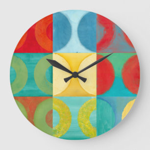 Bright Pop Art with Circles and Squares Große Wanduhr