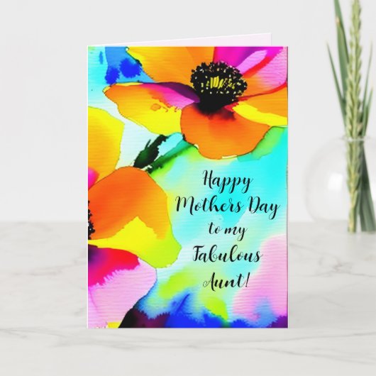 Bright Poppies Blue Sky Tante Custom Mother Day Karte (Vorderseite)