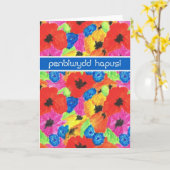 Bright Poppies Geburtstagskarte, walisische Gruß Karte (Gelbe Blume)