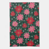 Bright Preppy Christmas Poinsettias Kitchen Towels Geschirrtuch (Vertikal)