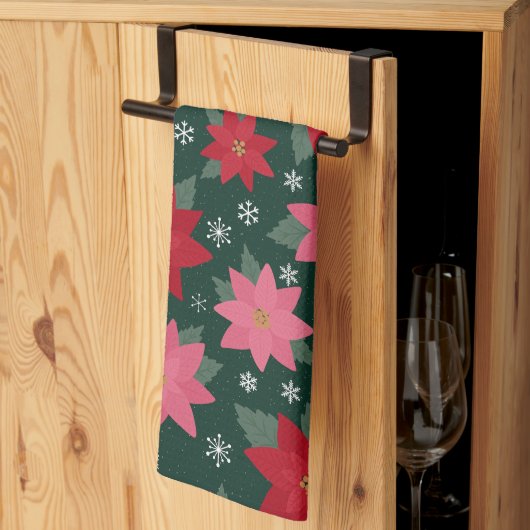 Bright Preppy Christmas Poinsettias Kitchen Towels Geschirrtuch (Drittel gefaltet)