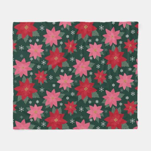 Bright Preppy Christmas Poinsettias Throw Blanket Fleecedecke (Vorderseite (Horizontal))