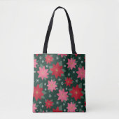 Bright Preppy Christmas Poinsettias Tote Bag Tasche (Vorderseite)