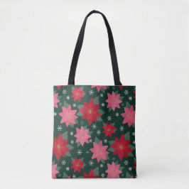 Bright Preppy Christmas Poinsettias Tote Bag Tasche