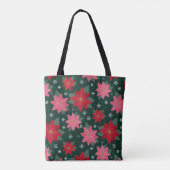 Bright Preppy Christmas Poinsettias Tote Bag Tasche (Rückseite)
