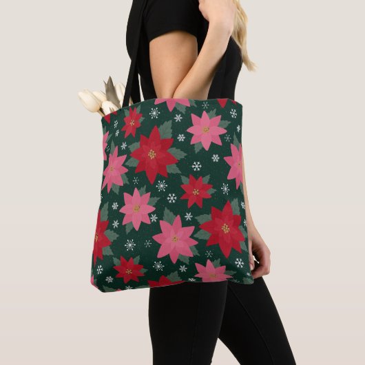 Bright Preppy Christmas Poinsettias Tote Bag Tasche (Von Nahem)