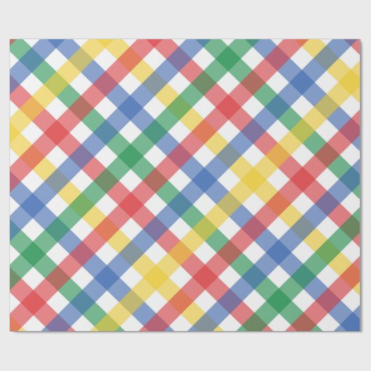 Bright Primary Colors Tartan Plaid Print Geschenkpapier (Flach)