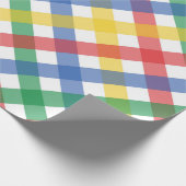 Bright Primary Colors Tartan Plaid Print Geschenkpapier (Ecke)
