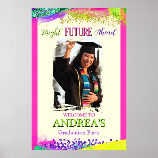 Bright Promising Future Ahead Graduation Party Poster (Vorne)
