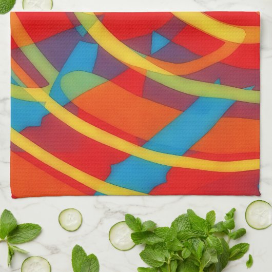 Bright Psychedelic Vibes Abstract Art Towel Geschirrtuch (Gefaltet)